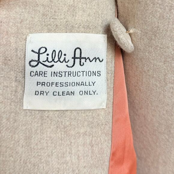 Vintage 1970s Lilli Ann San Francisco Wool Pants Suit Fur Collar Statement Retro - Picture 5 of 9